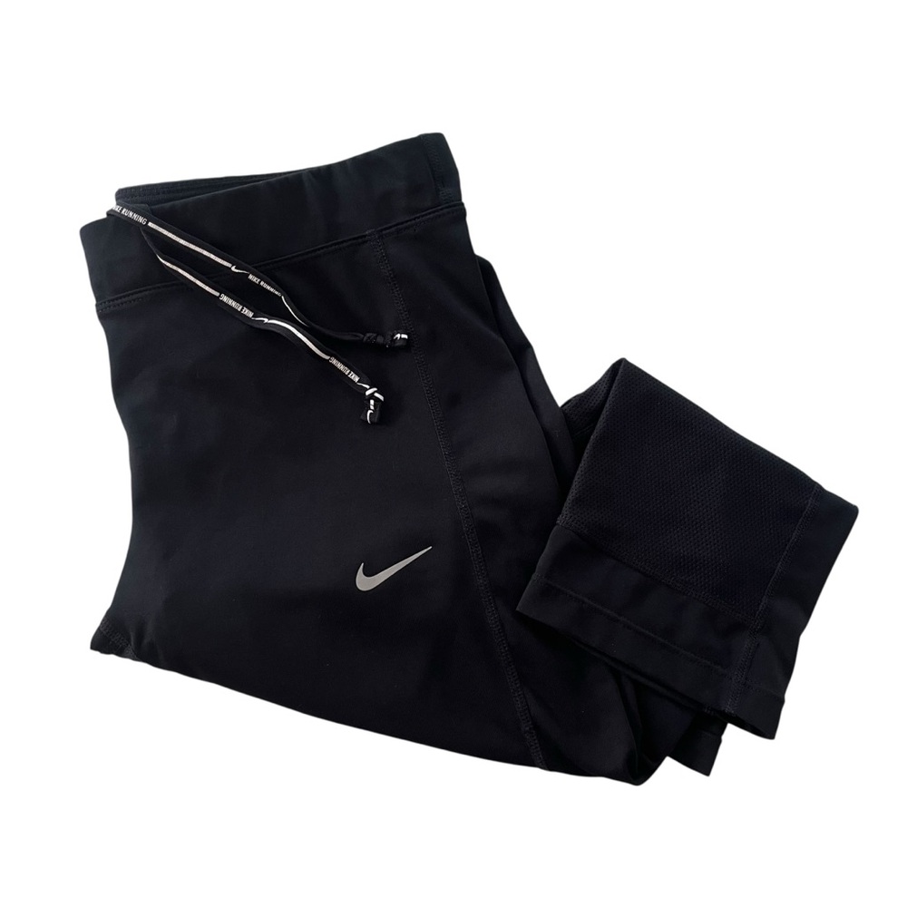 Nike Dri-FIT Womens Medium Black Mesh Crop Capri Running Legging Athletic Sporty